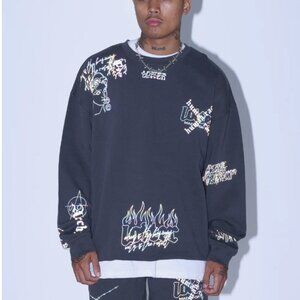 Like New! Loiter 100% Cotton Chaos Multi Logo Crewneck Black in Size XS